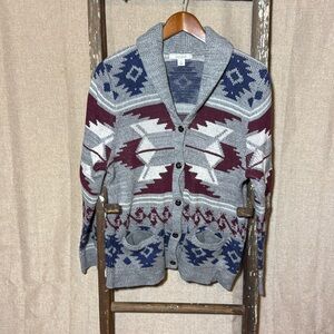 Adam Levine cardigan sweater Aztec Navajo western style